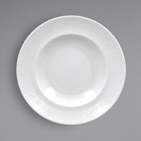 RAK Porcelain SOPCLDP24 Soul 9 7/16" Bright White Embossed Wide Rim Round Deep Porcelain Plate - 12/Case
