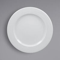 RAK Porcelain HMPASFP27 Helm 10 5/8" Bright White Embossed Wide Rim Round Flat Porcelain Plate - 12/Case