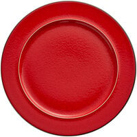 RAK Porcelain FRNOFP28RD Fire 11" Red Flat Porcelain Plate with Rim - 6/Case