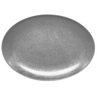RAK Porcelain SHNNOP32 Shale 12 5/8" x 9 1/16" Grey Porcelain Oval Coupe Platter - 6/Case