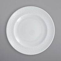 RAK Porcelain CHPCLFP24 Charm 9 7/16" Bright White Embossed Wide Rim Porcelain Plate - 12/Case
