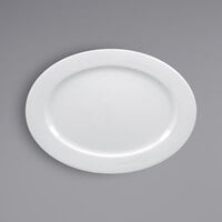 RAK Porcelain HMPASOP34 Helm 13 1/4" x 9 5/8" Bright White Embossed Wide Rim Oval Porcelain Plate - 6/Case