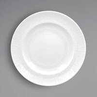 RAK Porcelain SOPCLFP24 Soul 9 7/16" Bright White Embossed Wide Rim Round Flat Porcelain Plate - 12/Case