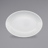 RAK Porcelain SOPONOP21 Soul 8 1/4" x 5 15/16" Bright White Embossed Oval Porcelain Coupe Platter - 12/Case