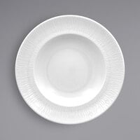 RAK Porcelain SOPCLDP28 Soul 11" Bright White Embossed Wide Rim Round Deep Porcelain Plate - 12/Case