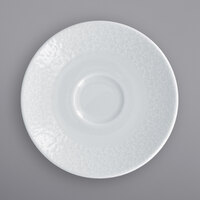 RAK Porcelain CHPCLSA13 Charm 5 1/16" Bright White Embossed Round Porcelain Saucer - 12/Case