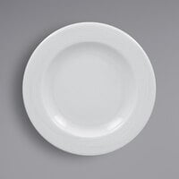 RAK Porcelain HMPASFP19 Helm 7 1/2" Bright White Embossed Wide Rim Round Flat Porcelain Plate - 24/Case