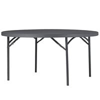 ZOWN 60535SGY1E 60" Gray Commercial Blow Molded Round Resin Folding Table