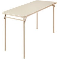 Bridgeport Essentials C341BP14ANT1E 20" x 48" Antique Linen Folding Table with Vinyl Top and Steel Powder Coated Frame