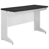 Bridgeport 9320296 V-2 Gray / White Bridge Table with Side Wire Management Slots and Trough