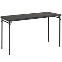 Bridgeport Essentials C341BP14BLK1E 20" x 48" Black Folding Table with Vinyl Top and Steel Powder Coated Frame