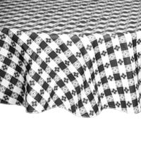Intedge 60" Round Black Gingham Vinyl Table Cover with Flannel Back