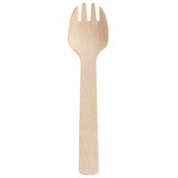 TreeVive by EcoChoice 4" Compostable Wooden Tasting Spork - 100/Pack