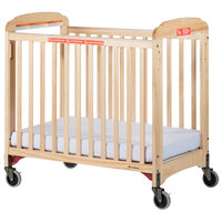 Foundations 2632047 First Responder 24" x 38" Natural Compact Fixed-Side Clearview Wood Evacuation Crib with SafeSupport Frame, Handles, and 3" InfaPure Mattress