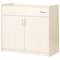 Foundations 1671047 SafetyCraft 45" x 21" x 40 5/16" Natural Maple Wood Changing Cabinet with Undershelf Storage and 1" Antibacterial Mattress Pad