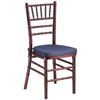 Lancaster Table & Seating Mahogany Wood Chiavari Chair with Navy Blue Cushion