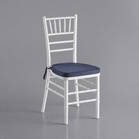 Lancaster Table & Seating White Wood Chiavari Chair with Navy Blue Cushion