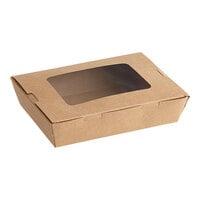 Choice 8 1/2" x 6" x 2" Kraft Folded Paper #2 Take-Out Container with Window - 160/Case