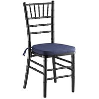 Lancaster Table & Seating Black Wood Chiavari Chair with Navy Blue Cushion