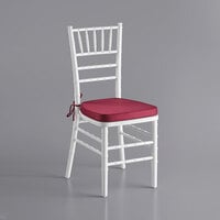 Lancaster Table & Seating White Wood Chiavari Chair with Wine Red Cushion