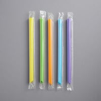 Choice 9" Neon Extra Wide Pointed Wrapped Boba Straw   - 1600/Case