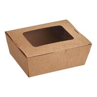 Choice 6" x 4 5/8" x 2 3/8" Kraft Folded Paper #8 Take-Out Container with Window - 240/Case