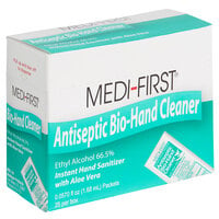 Medique 51173 Medi-First Antiseptic Bio-Hand Sanitizer Packs   - 25/Box