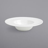 Front of the House DCS027WHP23 Monaco 5 3/4" Bright White Wide Rim Round Deep Porcelain Saucer / Dish - 12/Case