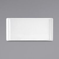 Front of the House DAP014WHP23 Nouvelle 10" x 5" Bright White Rectangular Porcelain Plate - 12/Case