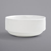 Front of the House DBO052WHP23 Monaco 18 oz. Bright White Round Stackable Porcelain Bowl - 12/Case