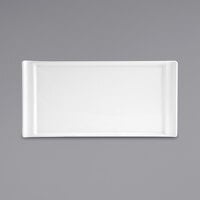 Front of the House DDP017WHP22 Nouvelle 13" x 6 1/2" Bright White Rectangular Porcelain Plate - 6/Case
