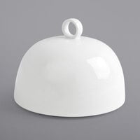 Front of the House DCV000WHP23 Monaco 5 1/4" Bright White Round Porcelain Cloche - 12/Case