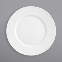 Front of the House DOS024WHP21 Monaco 10 1/2" Bright White Wide Rim Round Porcelain Plate - 4/Case