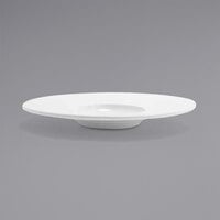 Front of the House DSP035WHP22 Monaco 9 1/4" Bright White Extra Wide Rim Round Deep Porcelain Plate - 6/Case