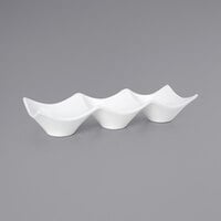 Front of the House DBO074WHP22 Origami 6 oz. Bright White 3-Compartment Porcelain Ramekin - 6/Case