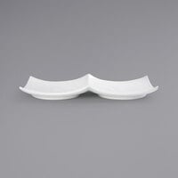 Front of the House DDP035WHP22 Origami 12" x 6" Bright White 2-Compartment Rectangular Porcelain Plate - 6/Case