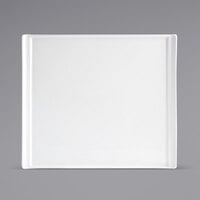 Front of the House DOS022WHP22 Nouvelle 12" x 10" Bright White Rectangular Porcelain Plate - 6/Case