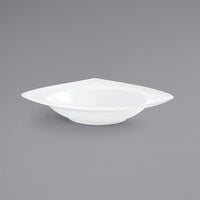 Front of the House DBO029WHP22 Trillium 20 oz. Bright White Wide Rim Triangle Porcelain Bowl - 6/Case