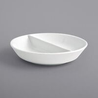 Front of the House DSD027WHP23 Monaco 4 oz. Bright White Round Divided Porcelain Ramekin / Dish - 12/Case