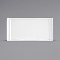 Front of the House DAP040WHP23 Nouvelle 8" x 4" Bright White Rectangular Porcelain Plate - 12/Case