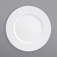 Front of the House DOS016WHP12 Monaco 12 1/2" Bright White Wide Rim Round Porcelain Plate - 6/Case