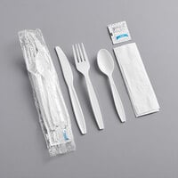 Visions Individually Wrapped Heavy Weight White Plastic Cutlery Pack with Napkin and Salt and Pepper Packets - 500/Case