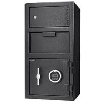 Barska AX13310 14" x 14" x 27 1/4" Black Steel Locker Depository Safe with Independent Top Storage, Digital Keypad, and Key Lock Access - 0.72 / 0.78 Cu. Ft.