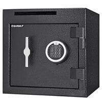 Barska AX13314 14" x 14" x 14" Black Steel Compact Check Slot Depository Safe with Digital Keypad and Key Lock - 1.12 Cu. Ft.