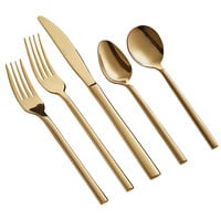 Acopa Phoenix Gold 18/0 Stainless Steel Forged Flatware 5 Piece Set - Sample