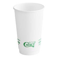 EcoChoice 16 oz. Smooth Double Wall White Compostable Paper Hot Cup - 500/Case