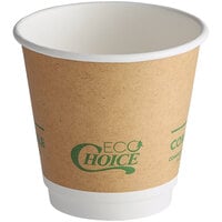 EcoChoice 8 oz. Squat Smooth Double Wall Kraft Compostable Paper Hot Cup - 25/Pack