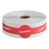 TamperSafe 1 1/4" x 9" Customizable Red Paper Closed Dome Lid Tamper-Evident Drink Label with Band - 250/Roll