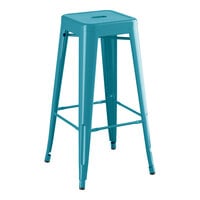 Lancaster Table & Seating Alloy Series Teal Topaz Outdoor Backless Barstool
