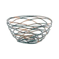 Front of the House BBK006PTI23 Patina 5 1/2" x 2 1/2" Hand-Painted Fused Iron Round Basket - 12/Case